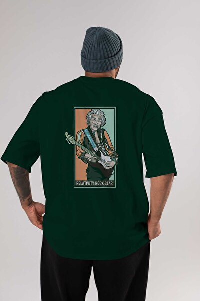 Ankhises Džimi Ajnštajn Leđa Štampano Smaragdno Zelena Oversize kroj T-shirt ...