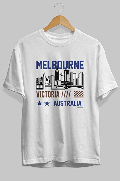 Ankhises Melbourne Front Štampano Bela Oversize kroj T-shirt Unisex Muškarci ...