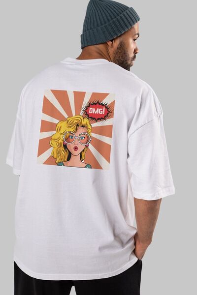 Ankhises OMG Napisano Retro Leđa Štampano Bela Oversize kroj T-shirt Muškarci...