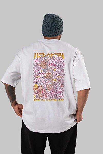 Ankhises MONKEY D. LUFFY (2) Anime Leđa Štampano Bela Oversize kroj T-shirt 1...