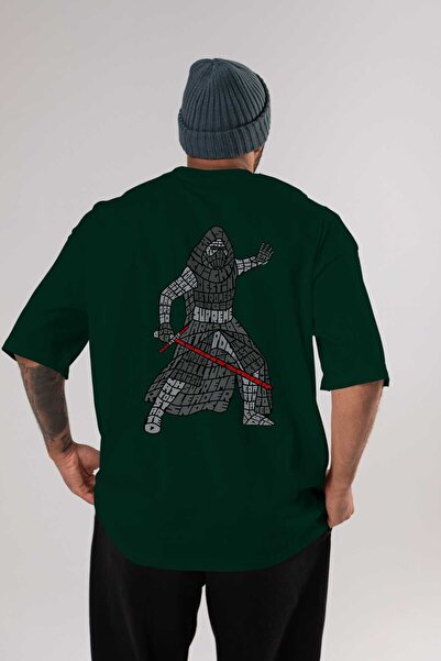 Ankhises Kylo Back Štampano Emerald Green Oversize kroj T-shirt Unisex Muškar...
