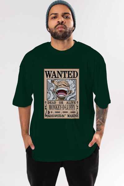Ankhises CARTEL LUFFY GEAR 5 Anime Front Štampano Emerald Green Oversize kroj...