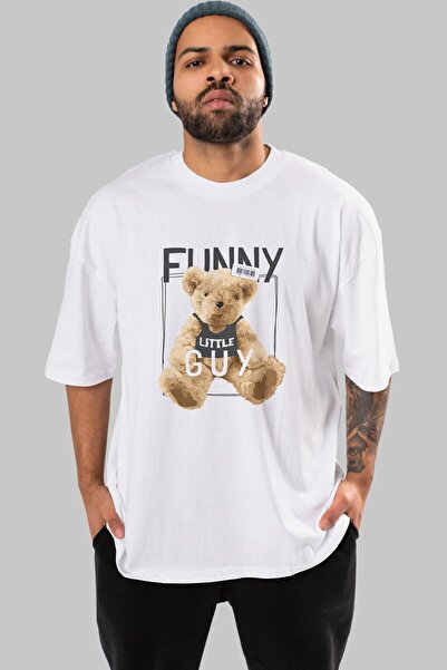 Ankhises Teddy Bear Funny εμπρός εμπριμέ λευκό μπλουζάκι υπερμεγέθη ανδρικό γ...