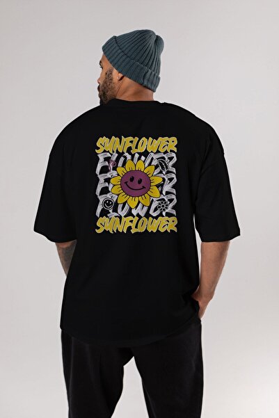 Ankhises Suncokret leđa Štampano crna Oversize kroj T-shirt uniseks muškarci ...