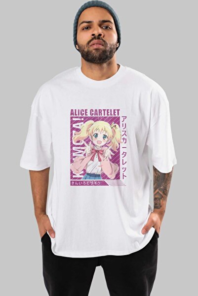 Ankhises Alice Cartelet 12 Anime Переддрукована біла футболка Oversize для чо...