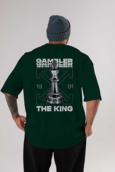 Ankhises Kockar Kralj Natrag Štampano Smaragdno Zelena Oversize kroj T-shirt ...