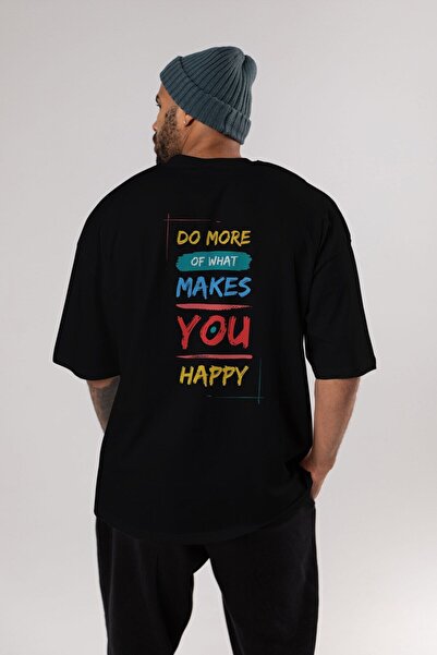 Ankhises Uradi više sreće Napisano nazad Štampano Crno Oversize kroj T-shirt ...