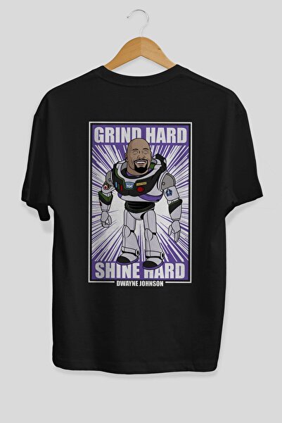 Ankhises Dwayne Johnson Back Štampano Crna Oversize kroj T-shirt Unisex Muška...