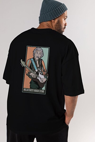 Ankhises Džimi Ajnštajn Leđa Štampano Crna Oversize kroj T-shirt Unisex Muška...