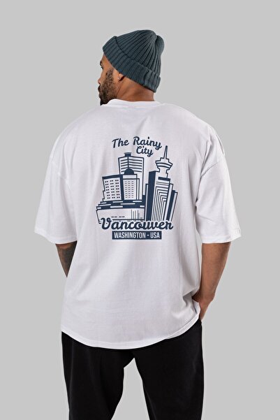 Ankhises Vankuver leđa Štampano bela Oversize kroj T-shirt uniseks muškarci ž...