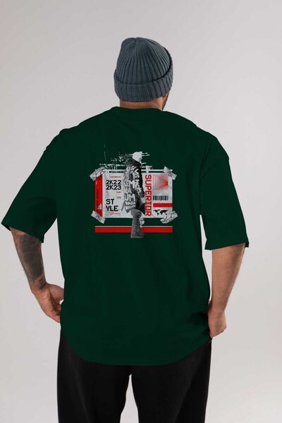 Ankhises Superior Back Štampano Emerald Green Oversize kroj T-shirt Muškarci ...