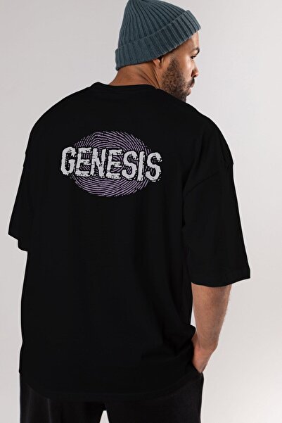 Ankhises Genesis Back Štampano Crna Oversize kroj T-shirt Unisex Muškarci Žen...