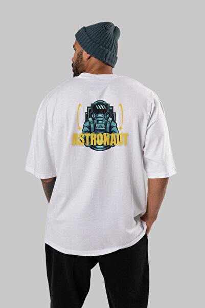 Ankhises Astronaut Leđa Štampano Bela Oversize kroj T-shirt Muškarci Žene okr...