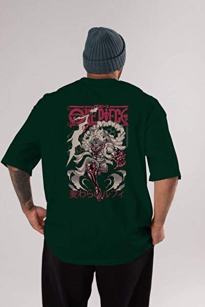 Ankhises MONKEY D. LUFF-ONE PIECE 1 Anime Spate Imprimat Verde Smarald Tricou...