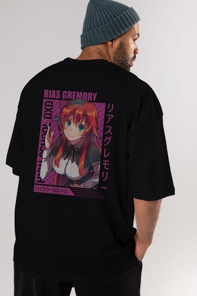 Ankhises Rias Gremory 10 Anime Back Printed Black Oversize t-shirt Men Women