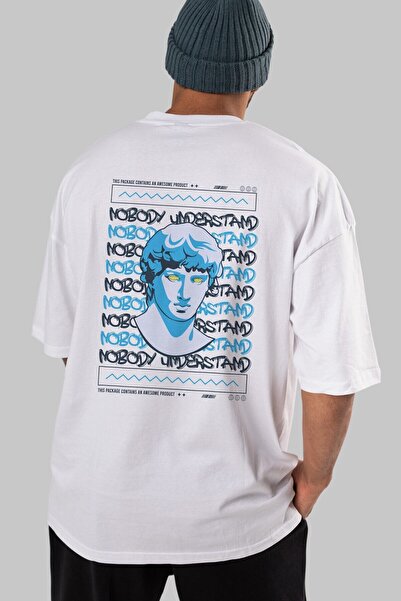 Ankhises Niko ne razume Arka Štampano Bela Oversize kroj T-shirt Unisex Muška...