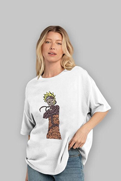 Ankhises Okrugla kragna бела T-shirt са Oversize kroj , Štampano на предњој с...
