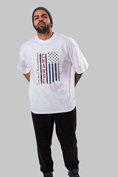 Ankhises Promeni prednju stranu Štampano bela Oversize kroj T-shirt unisex mu...