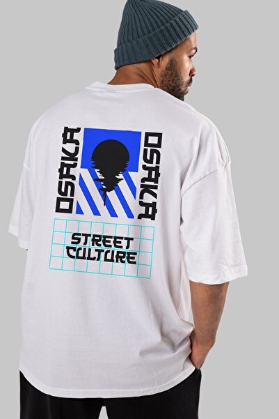 Ankhises Osaka ulična kultura Leđa Štampano Bela Oversize kroj T-shirt Unisex...