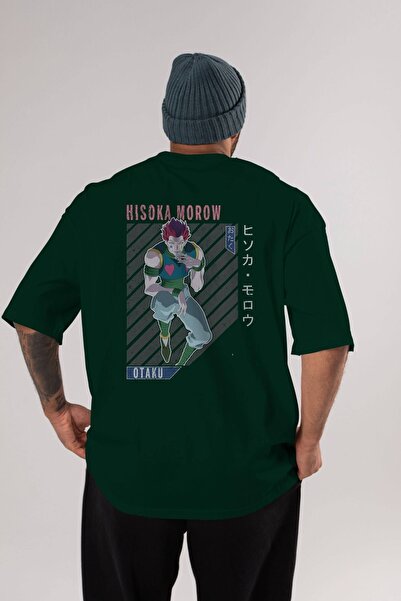 Ankhises Hisoka Morow 2 2 Anime Back Printed Emerald Green Oversize μπλουζάκι...