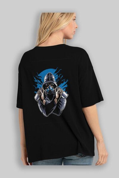 Ankhises Grafiti gas maska ​​leđa Štampano crna Oversize kroj T-shirt unisex ...