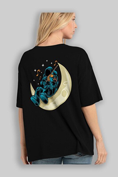 Ankhises Igranje Vionist Back Štampano Crna Oversize kroj T-shirt Unisex Mušk...