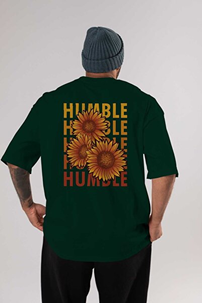 Ankhises Humble 2 Back Štampano Emerald Green Oversize kroj T-shirt Unisex Mu...
