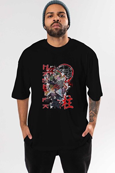 Ankhises DEMON SLAYER SLAYERS Anime Front Štampano Crna Oversize kroj T-shirt...
