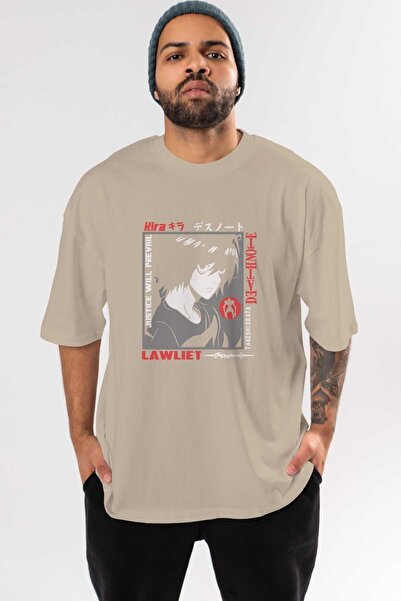 Ankhises DEATH NOTE Anime Prednja strana Štampano Bež Oversize kroj T-shirt M...