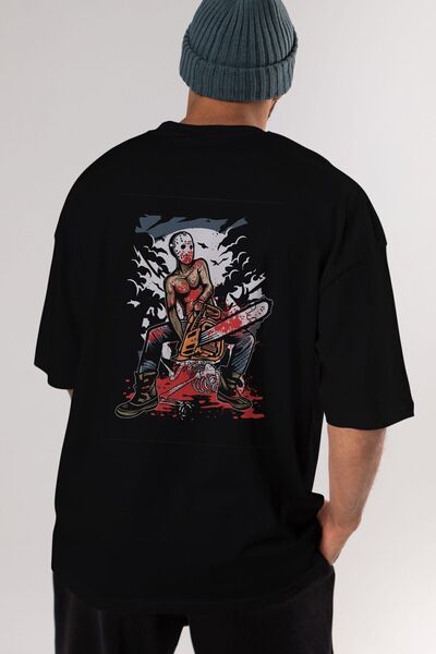 Ankhises Ubica sa motornom testerom Leđa Štampano Crna Oversize kroj T-shirt ...