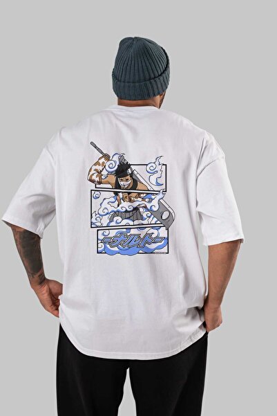 Ankhises zabuza momochi Anime Back Štampano Bela Oversize kroj T-shirt 100% p...