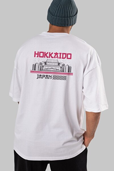 Ankhises Hokkaido Arka Štampano Bela Oversize kroj T-shirt Unisex Muškarci Že...