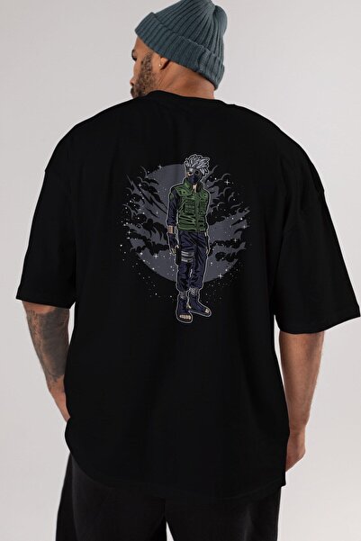Ankhises SHINOBI Leđa Štampano Crna Oversize kroj T-shirt Unisex Muškarci Žen...