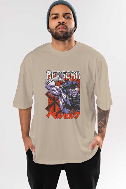 Ankhises GUTS berserk Anime μπροστινό εμπριμέ μπεζ μπλουζάκι Oversize Ανδρικό...