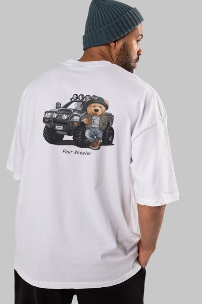 Ankhises Teddy Bear Off Road Tricou alb cu imprimeu pe spate pentru bărbați ș...