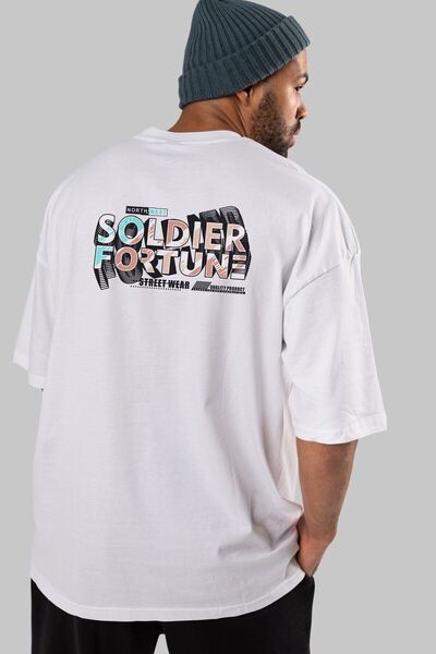 Ankhises Soldier Fortune Back Štampano Bela Oversize kroj T-shirt Unisex Mušk...
