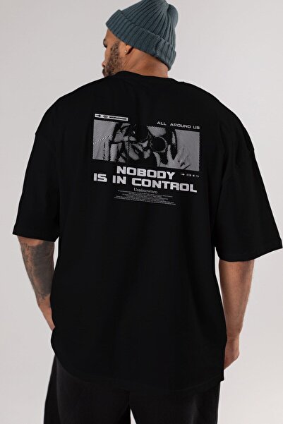 Ankhises Niko nije u kontroli Nazad Štampano Crna Oversize kroj T-shirt Unise...