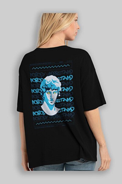Ankhises Crna Oversize kroj T-shirt - Unisex Muškarci Žene okrugla kragna - N...