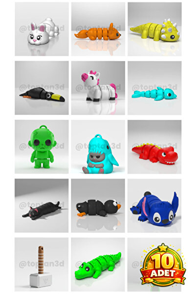 Toptan3D (10 Pieces) Surprise Bag Ornament, Keychain - Pack of 10 Different M...