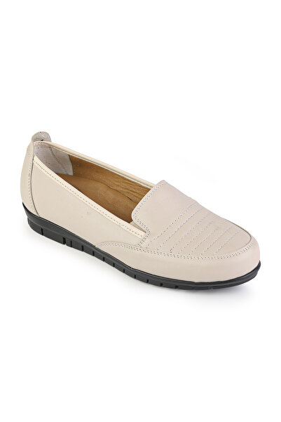ERN SHOES İçi Hakiki Deri Topuk Jelli Bej Renk Anne Ayakkabısı
