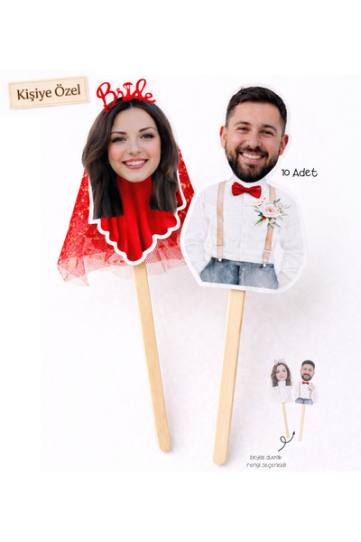 partikuki Kına Gecesi Gelin Damat Kürdan Gerçek Duvaklı Bride Cupcake Süsü 10...