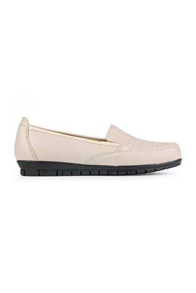 ERN SHOES İçi Hakiki Deri Topuk Jelli Bej Renk Anne Ayakkabısı