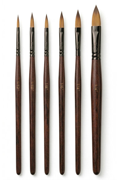 HOBBYRONS Fırça Seti 6'lı, Yağlı Boya, Akrilik, Sulu Boya, Yuvarlak Uçlu Fırç...