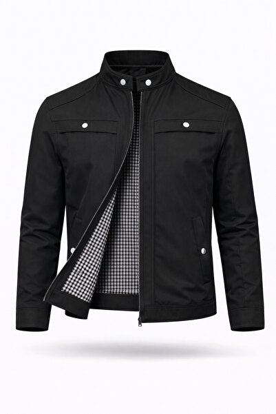 REGOS Erkek Siyah Göğüs Ve Kolları Çıtçıt Detaylı Omuzları Işlemeli Ince Yazl...