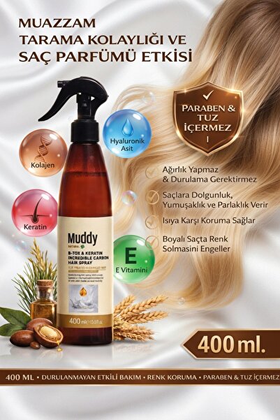 Muddy B-tox & Keratin Içeren Onarıcı Acil Bakım Spreyi Incredıble Carbon Spra...