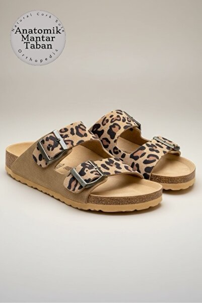 LAND OF CORK LC Leopard Printed Li Anatomical Natural Cork Sole Genuine Suede...