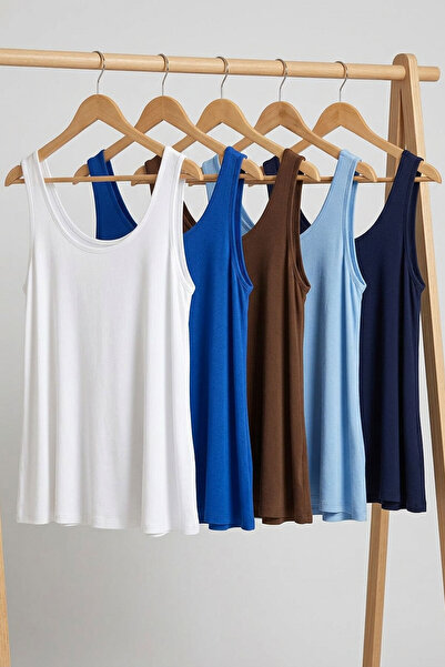 EFFE 5 Pieces Cotton Supreme Combed Cotton Strap Blouse