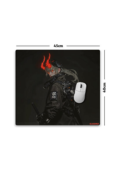 GlassPad Cam Mouse Pad - Akuro - Premium Temperli Cam - 45x40 Cm [M]