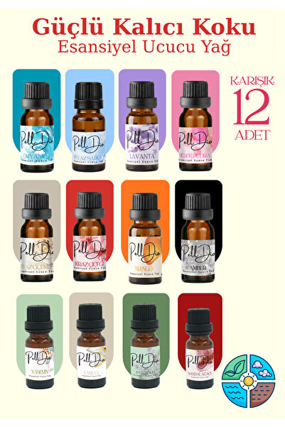 PellDio Home 12'li Esansiyel Uçucu Koku Yağı Buhurdanlık Yağı Difüzör Esansı ...