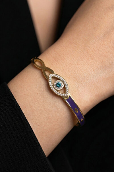 Steel 18 Cm Surrounded Evil Eye Eye Woman Clamp Gold Color Karamaz